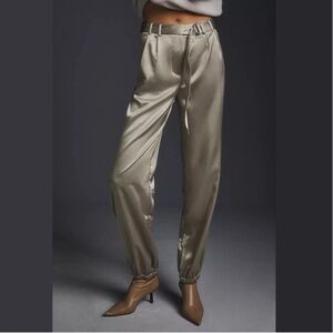 Maeve by Anthropologie Champagne Satin Jogger Pants